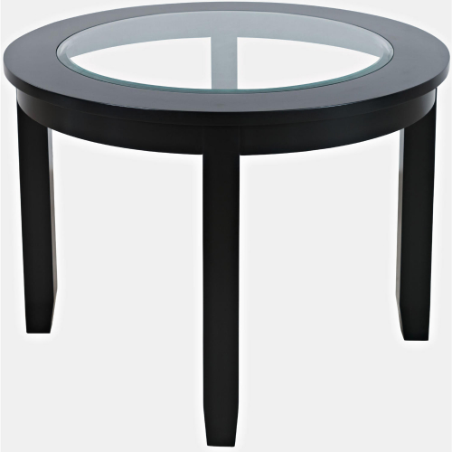 Urban Icon 42" Round Dining Table in Black w/ Glass Inlay